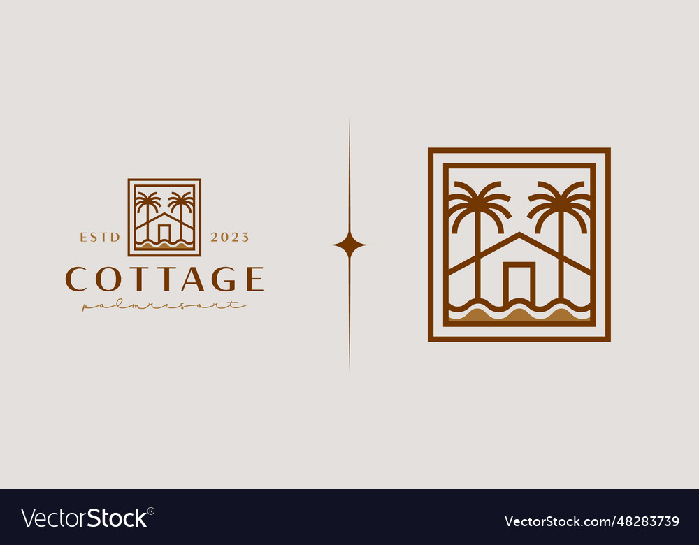 Palm House Resort Logo Template Universal Vector Image