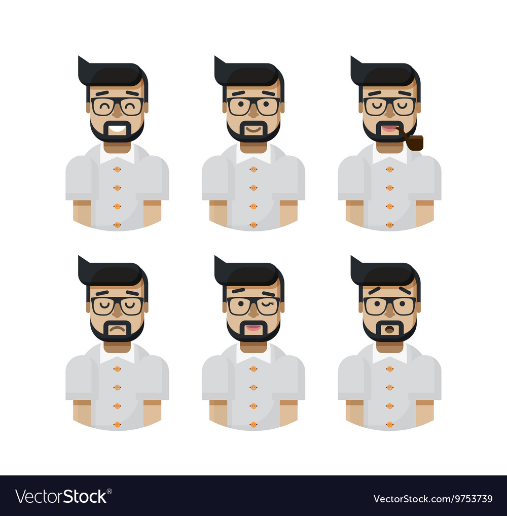 Set male avatars avatar with wide