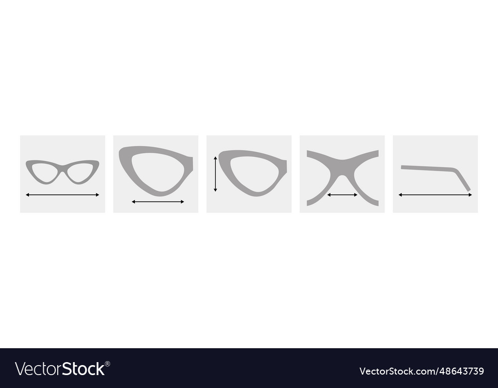 Set of glasses size chart measurement eye frame