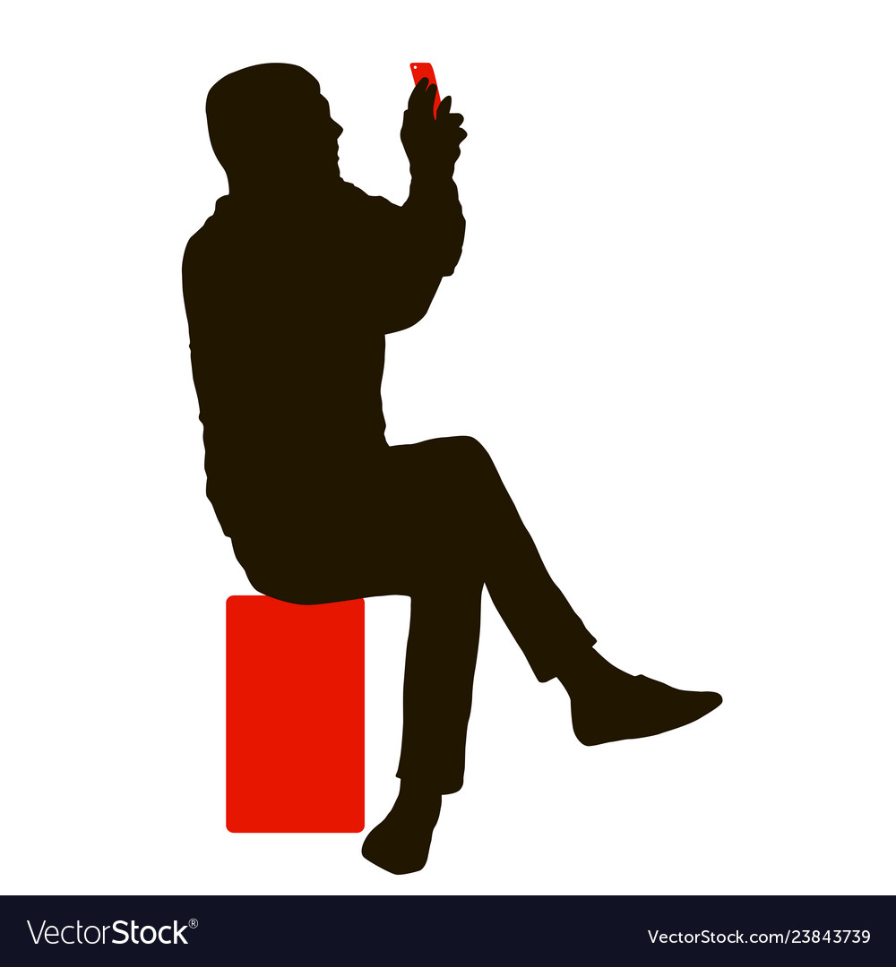 Silhouette man sitting on a chair white background