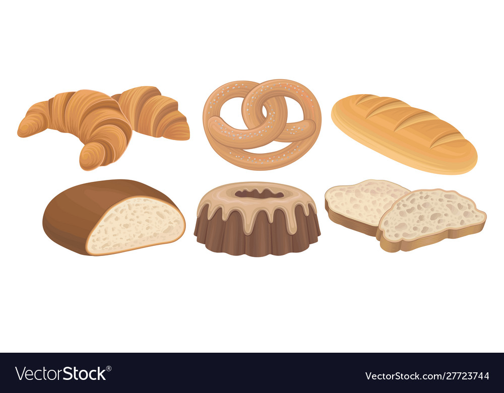 Bakery items set isolated on white