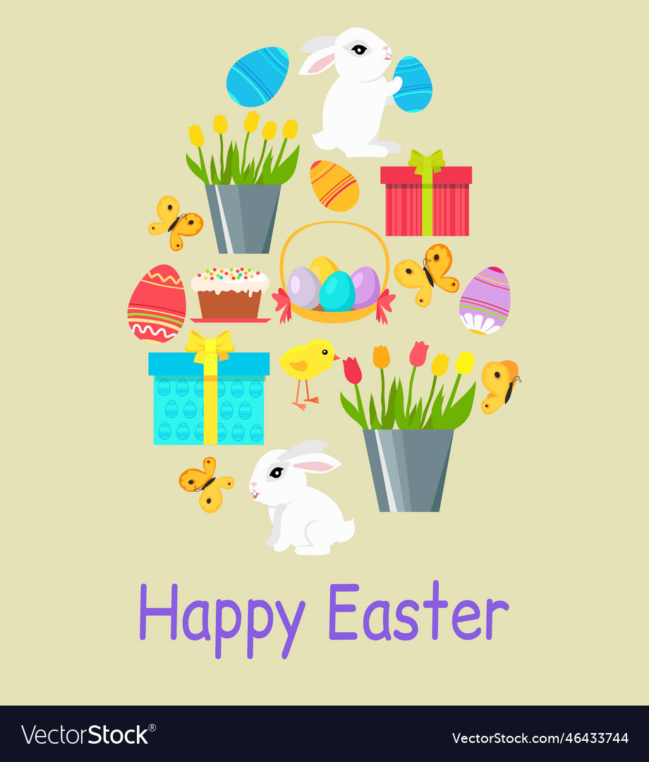 Easter poster and banner template with eggs Vector Image