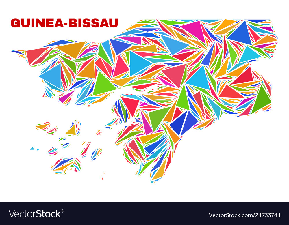 Guinea-bissau map - mosaic of color triangles