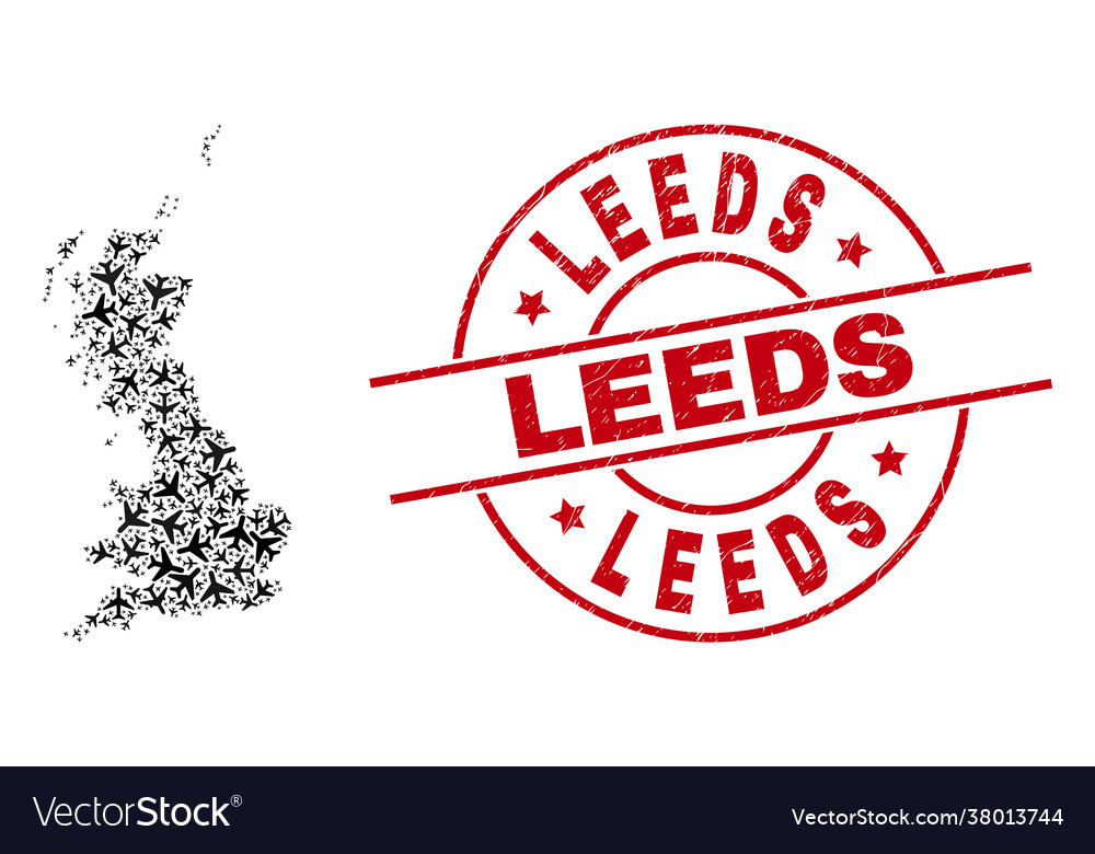 Leeds kratzte Stempeldichtung und große britain map