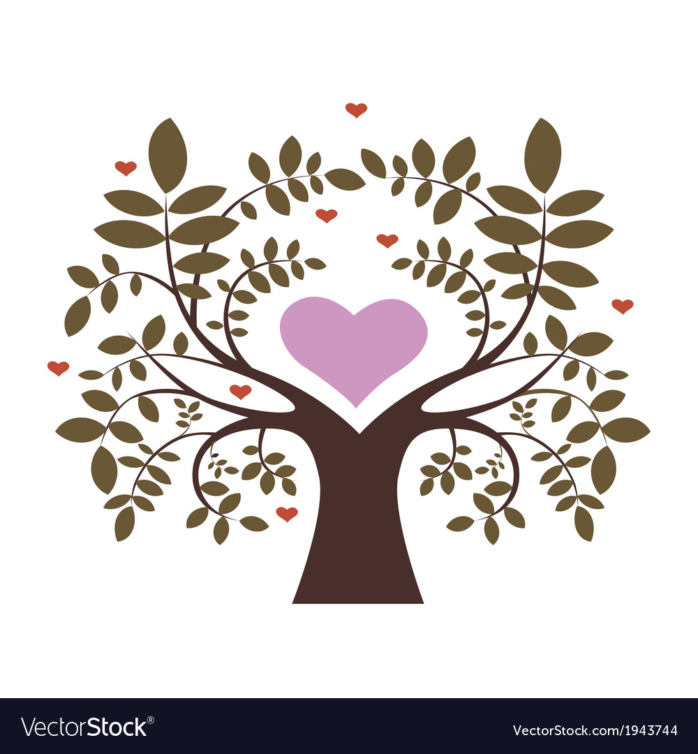 Spring tree with hearts Royalty Free Vector Image