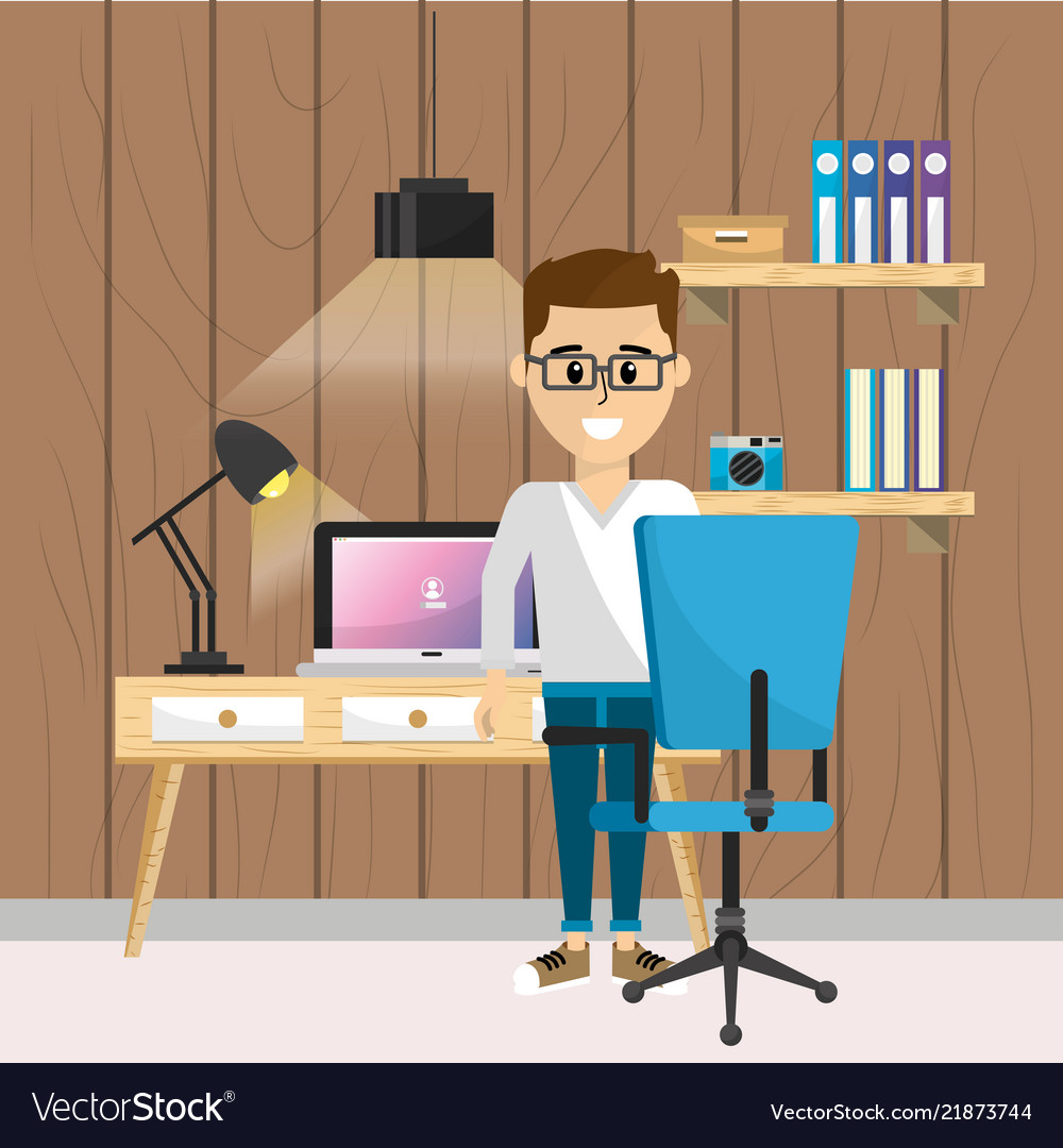 Worker at home office Royalty Free Vector Image