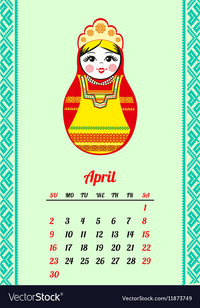 Calendar with nested dolls 2017 matryoshka