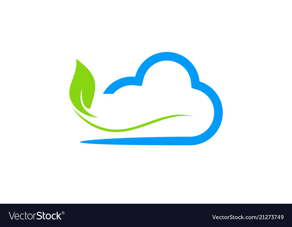 Cloud eco green leaf logo Royalty Free Vector Image