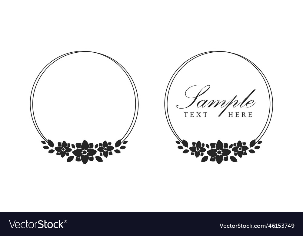 Floral wreath frame template round border