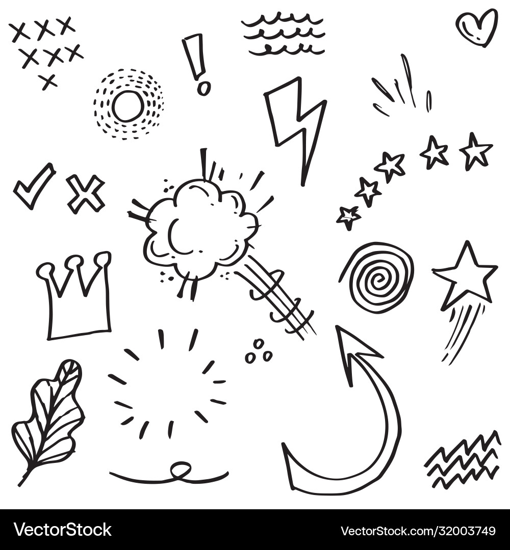 Hand drawn set elements black on white Royalty Free Vector