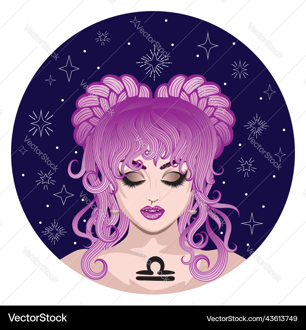 Libra Zodiac Girl Royalty Free Vector Image Vectorstock