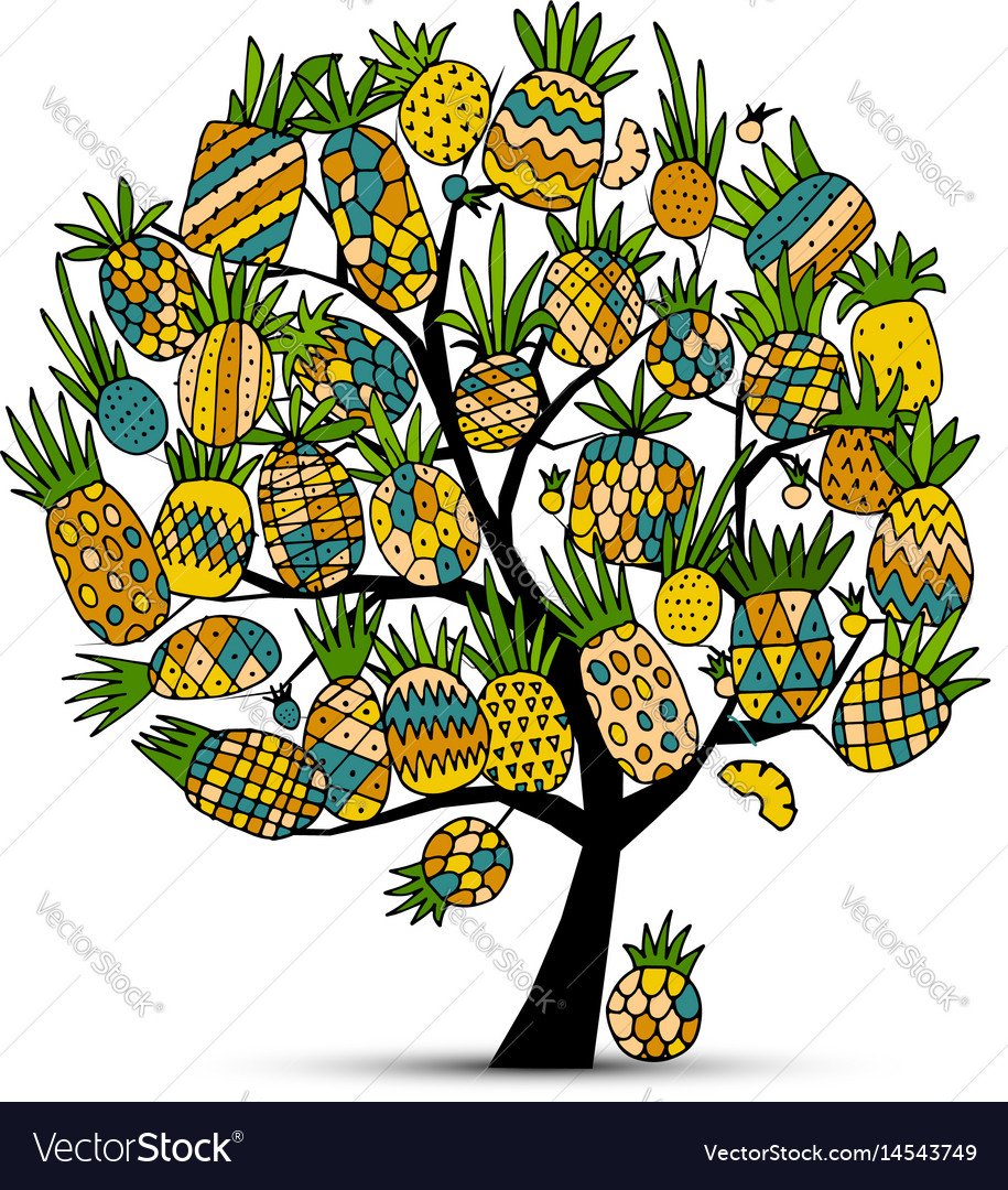 Pineapple tree sketch for your design Royalty Free Vector
