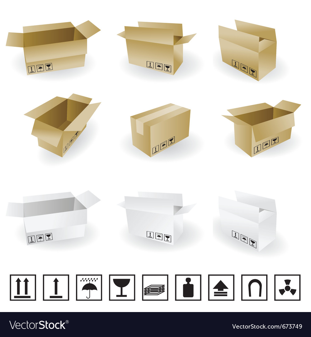 Shipping box and icon signs