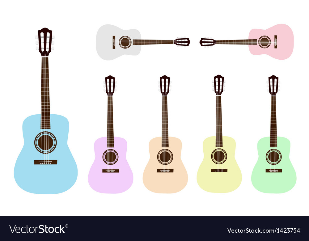 Beautiful colorful classical guitars