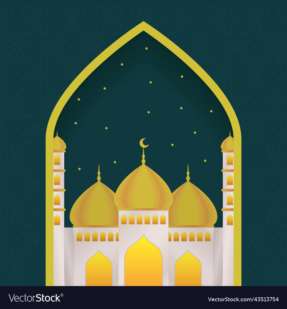 Eid Mubarak Mosque Royalty Free Vector Image Vectorstock