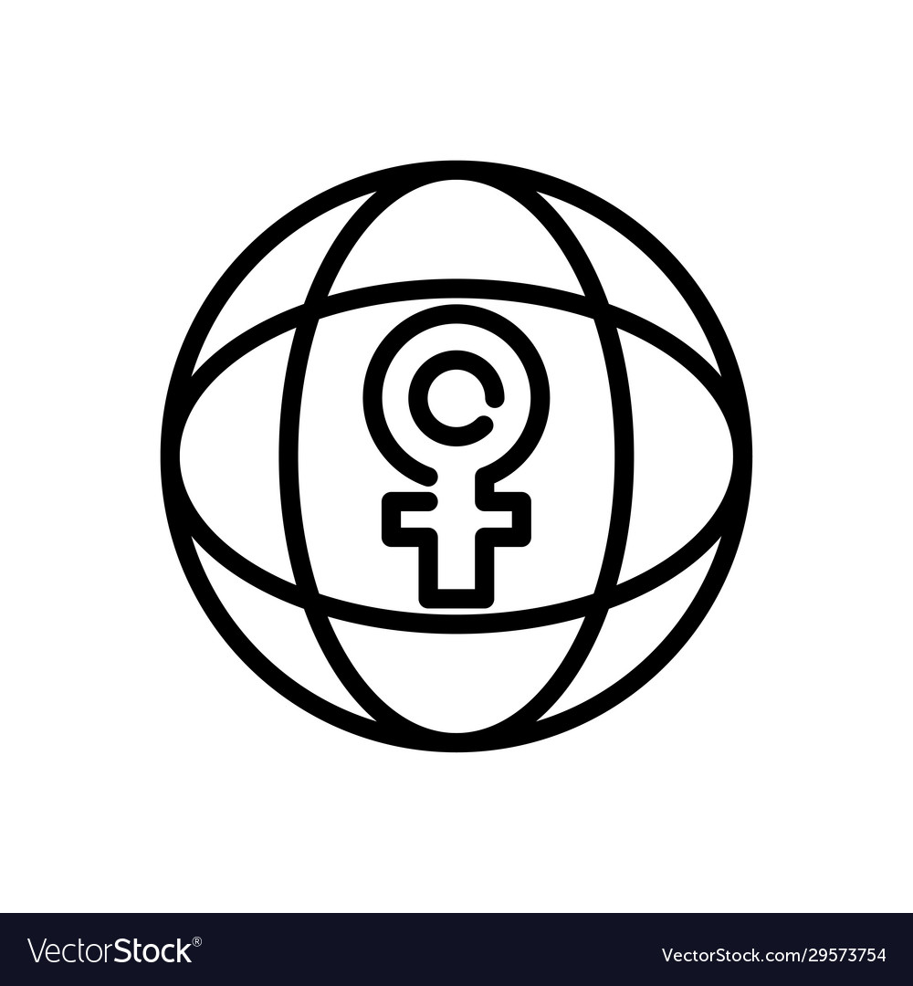 Global sphere with female gender symbol line