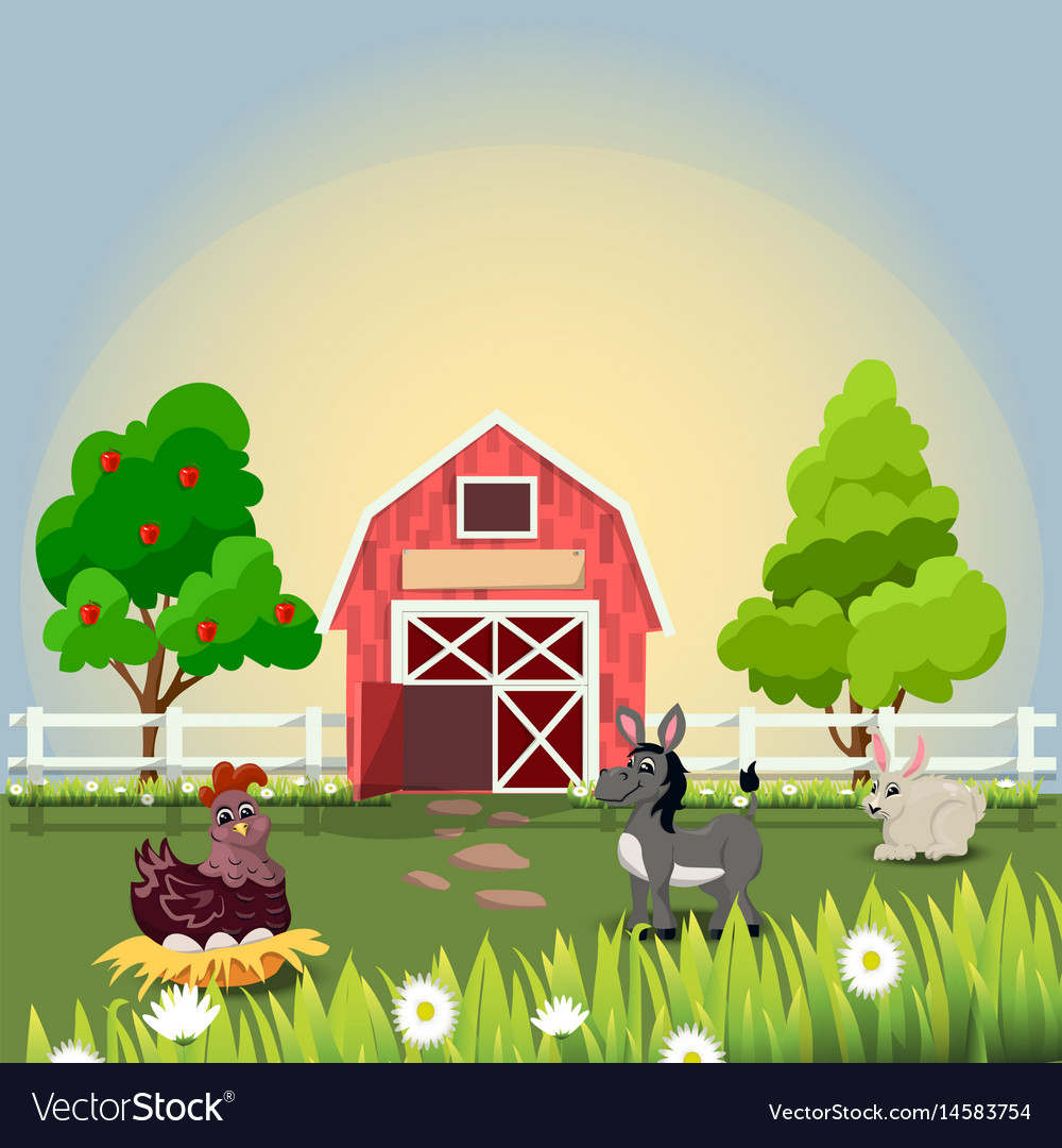 Happy and cheerful farm animals Royalty Free Vector Image