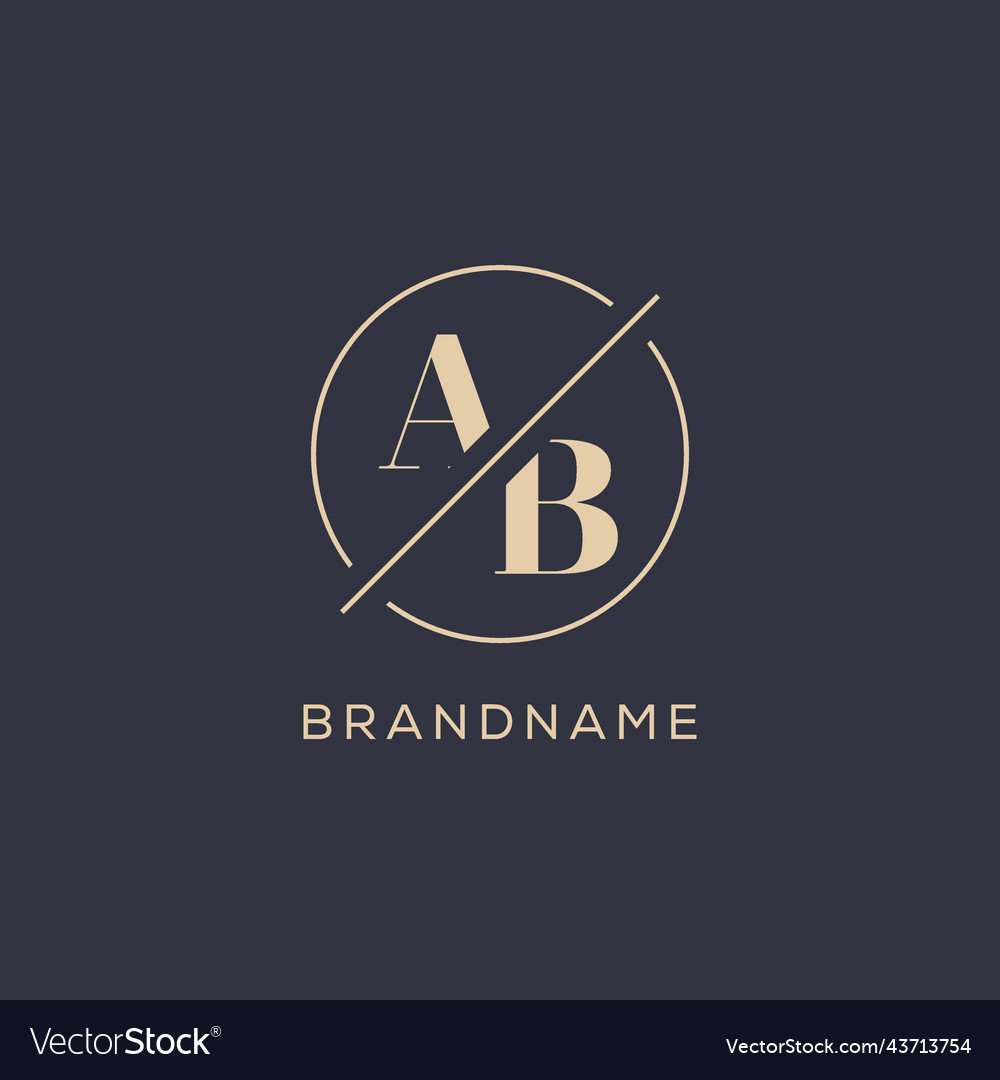 Initial letter ab logo with simple circle line