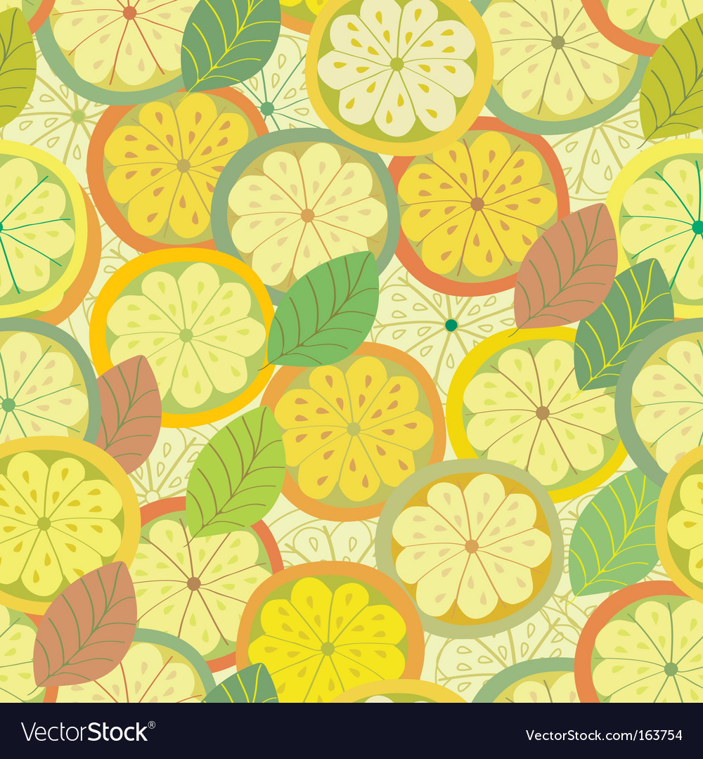 Lemon seamless pattern with leaves