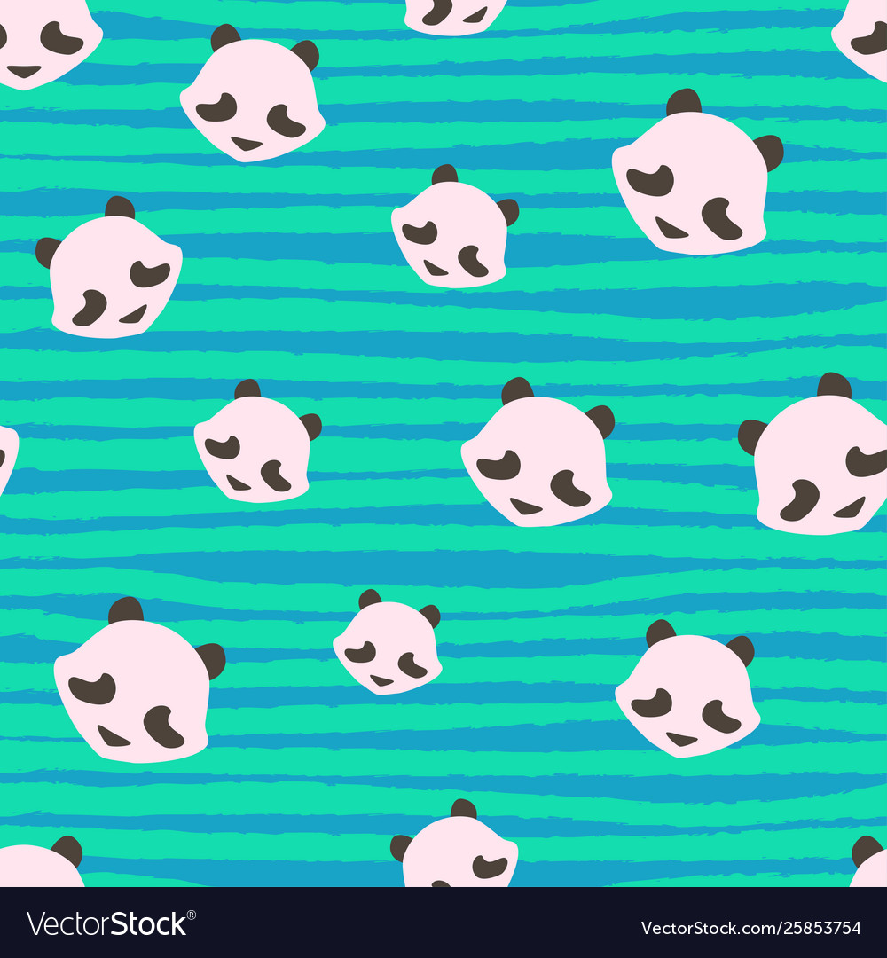 Panda bear cute strips animal seamless pattern