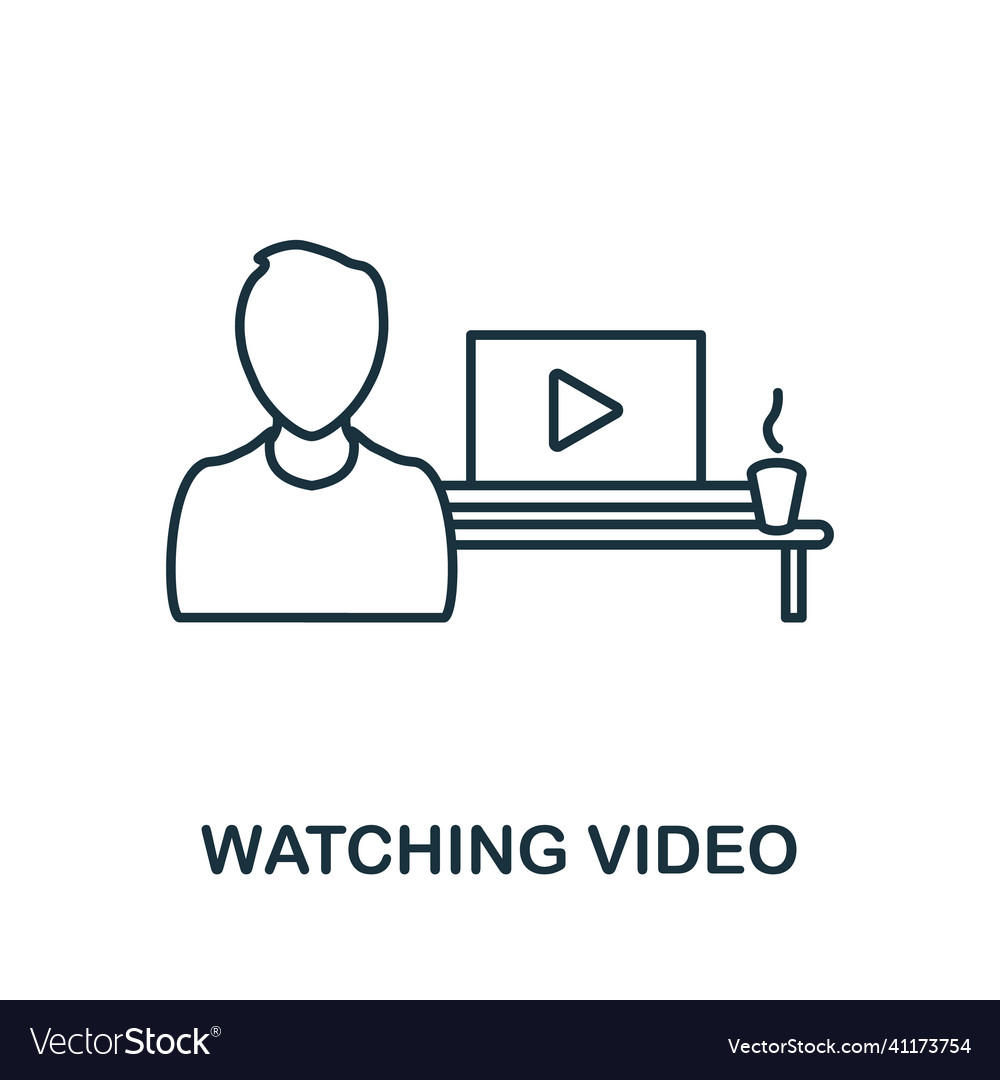Watching video icon line element from home rest