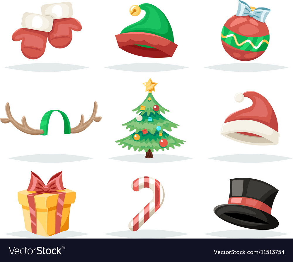 Year isolated icons set cartoon Royalty Free Vector Image