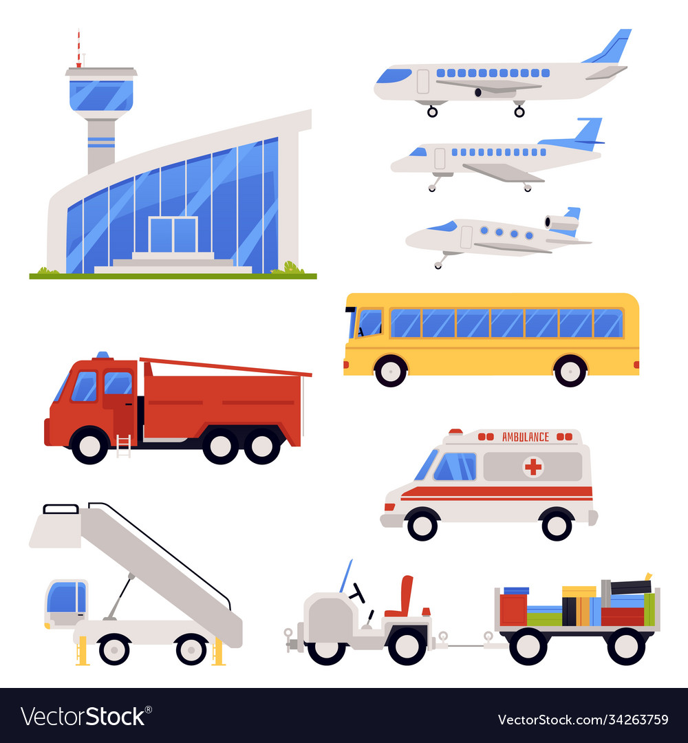 Vetor de Set of transportation means with names. Vector