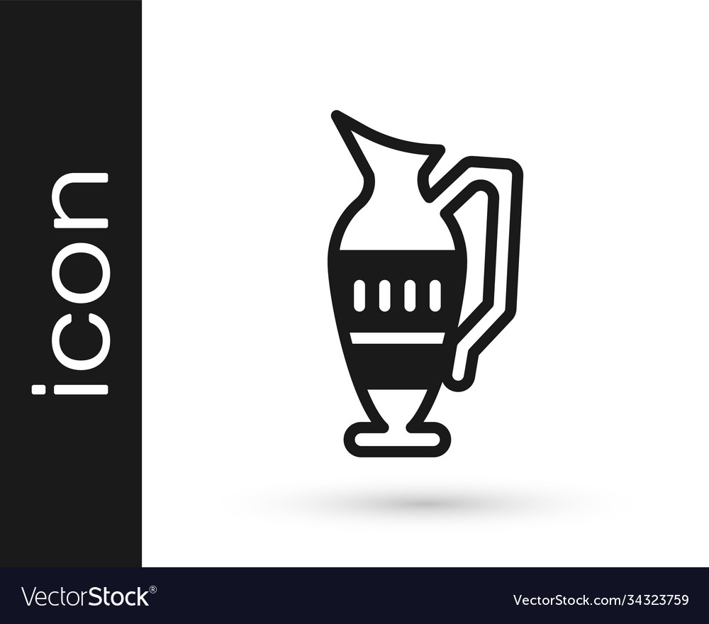 Black ancient amphorae icon isolated on white