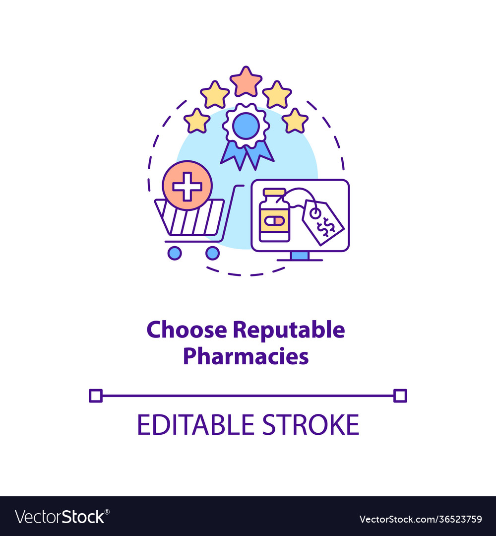 Choose reputable pharmacies concept icon