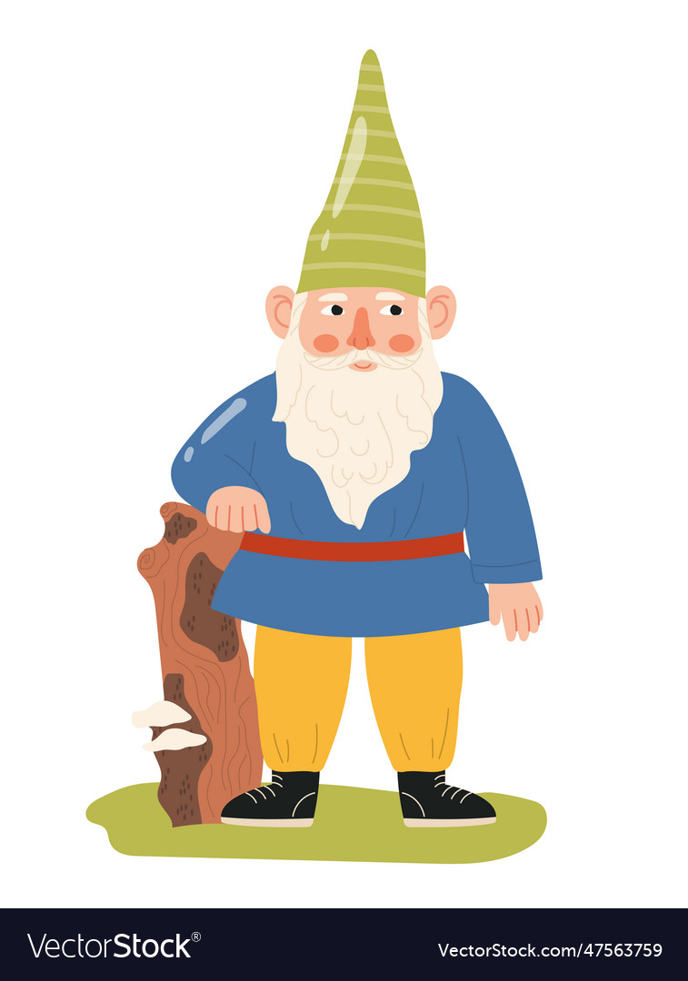 Cute garden gnome sticker concept Royalty Free Vector Image