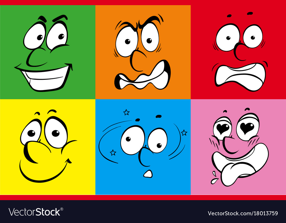 Different emotions on colorful background Vector Image