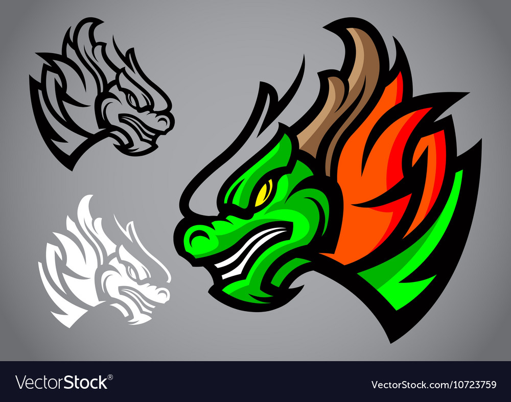 Dragon green head emblem logo