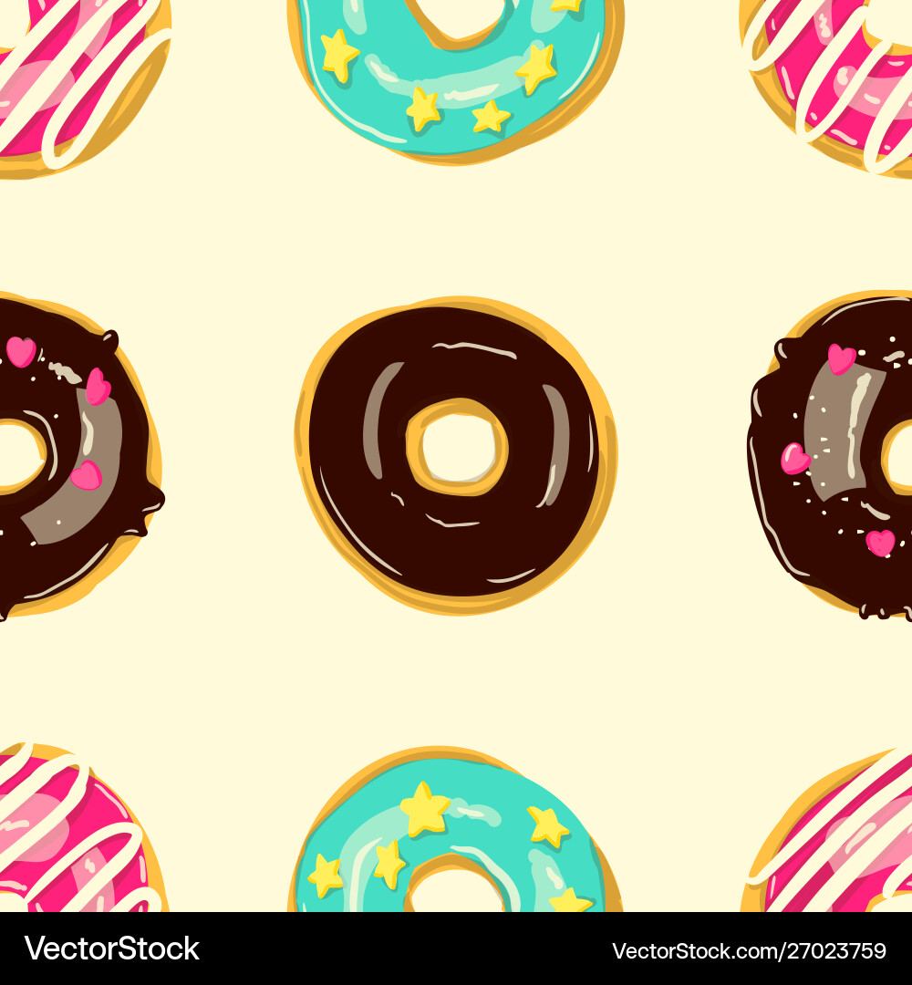 Glazed donuts seamless pattern bakery Royalty Free Vector