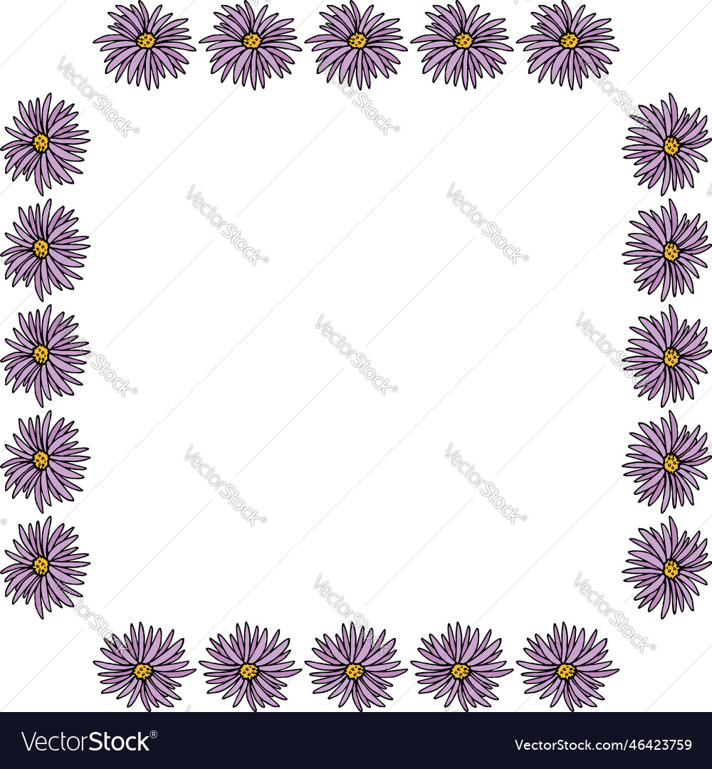 Square frame with beautiful aster alpinus Vector Image