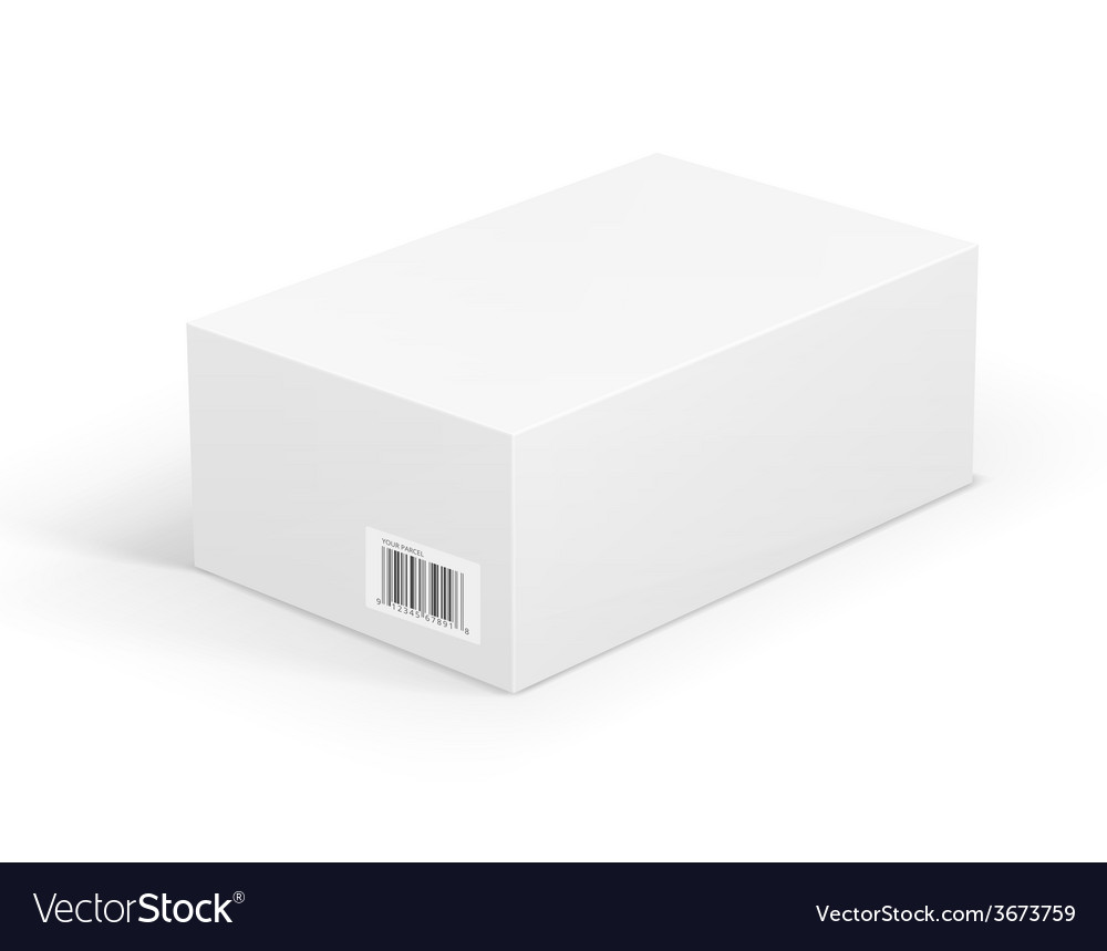 White box with bar code label isolated on Vector Image