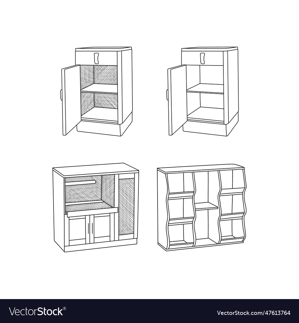 Cabinet icon line art design collection outline