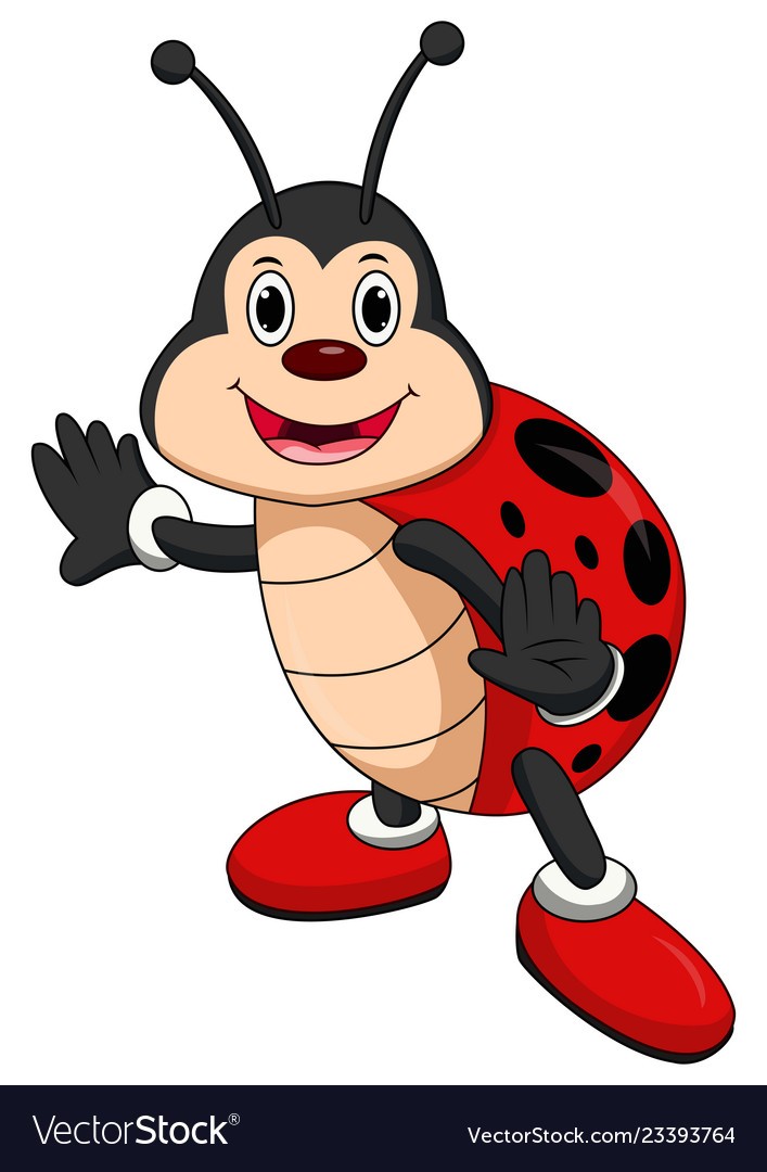 Cartoon ladybug waving