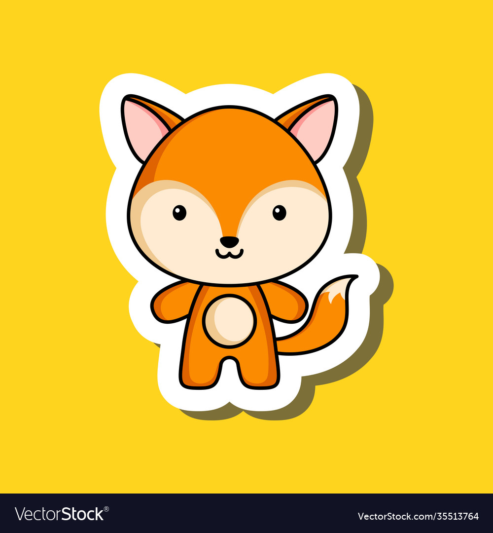 Cute cartoon sticker little fox mascot animal