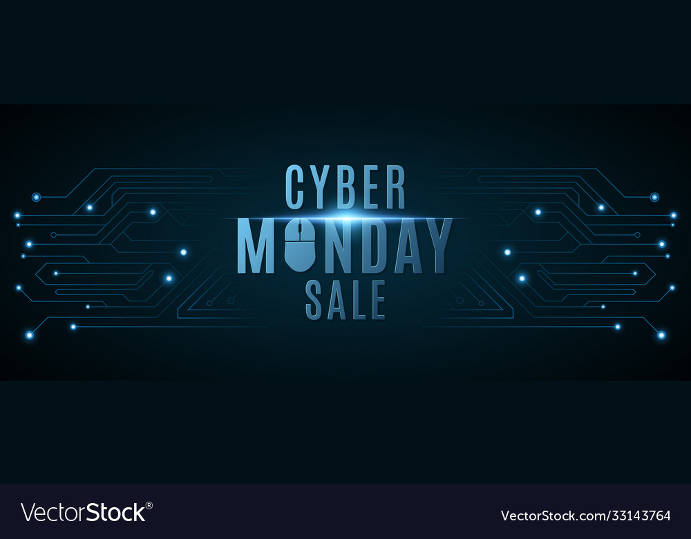 Cyber monday sale banner hi-tech background from