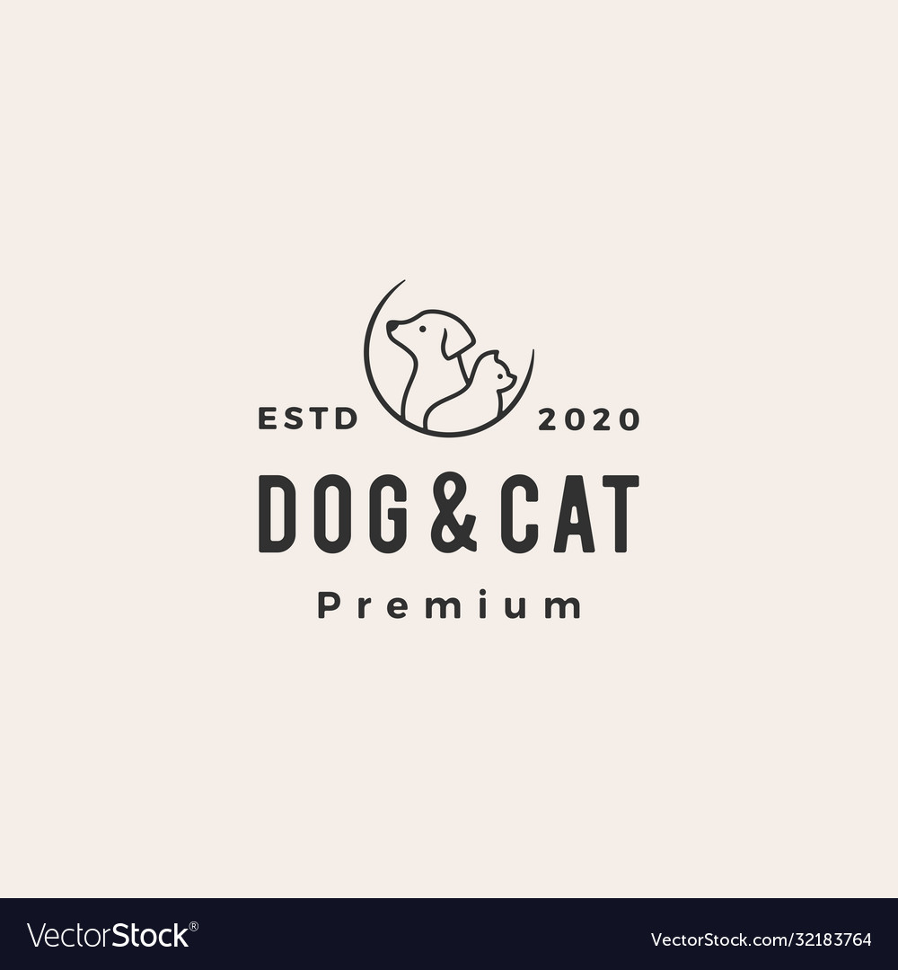 Dog Cat Pet Hipster Vintage Logo Icon Royalty Free Vector