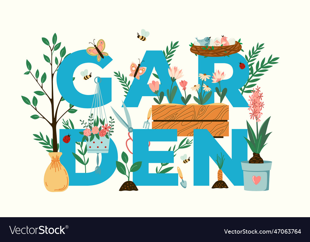 Gardening typography garden Royalty Free Vector Image