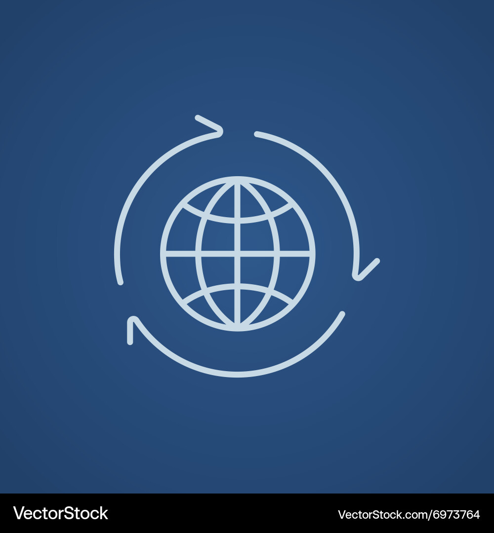 Globe with arrows line icon Royalty Free Vector Image