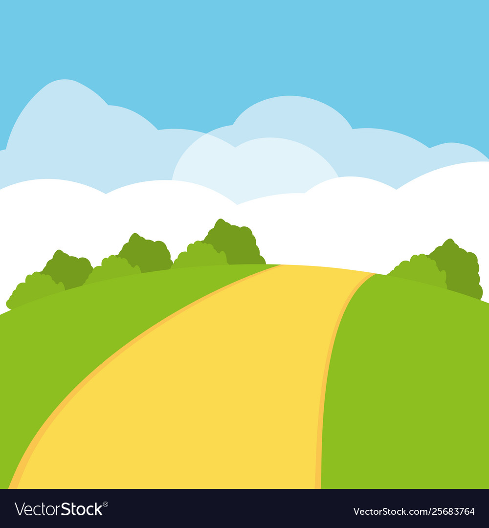 Landscape Road Field Sky Royalty Free Vector Image