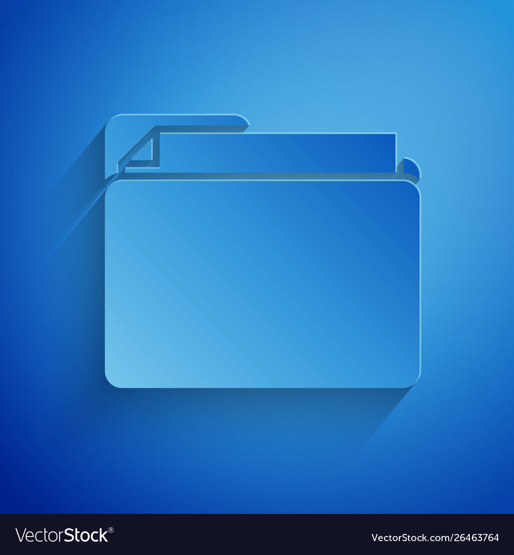 Paper cut document folder icon isolated on blue