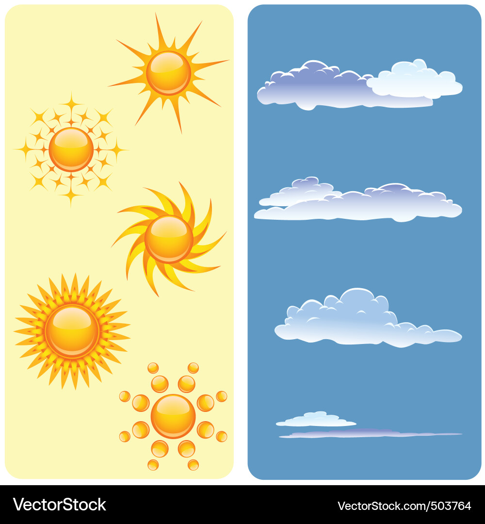 Sun and clouds Royalty Free Vector Image - VectorStock