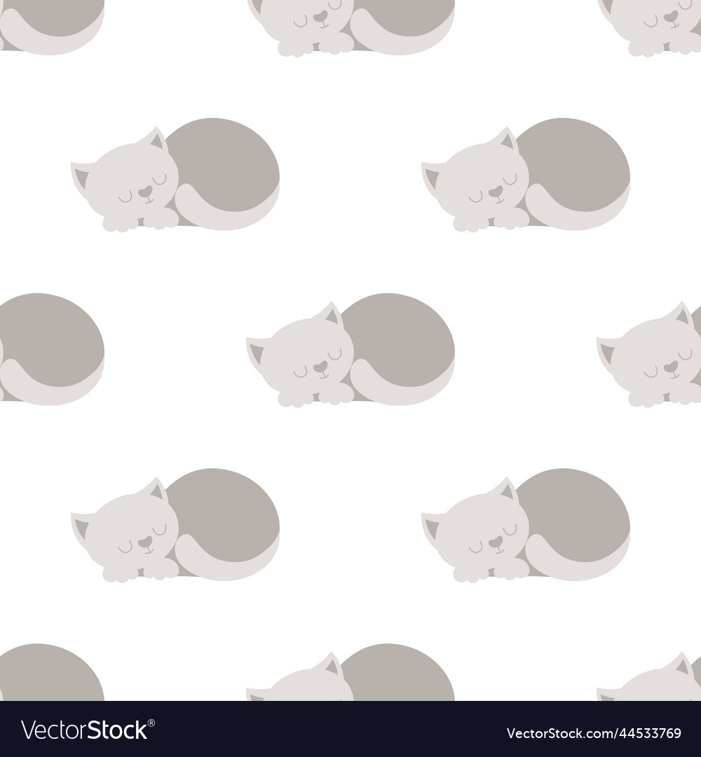 Cartoon seamless pattern with cute sleeping cat