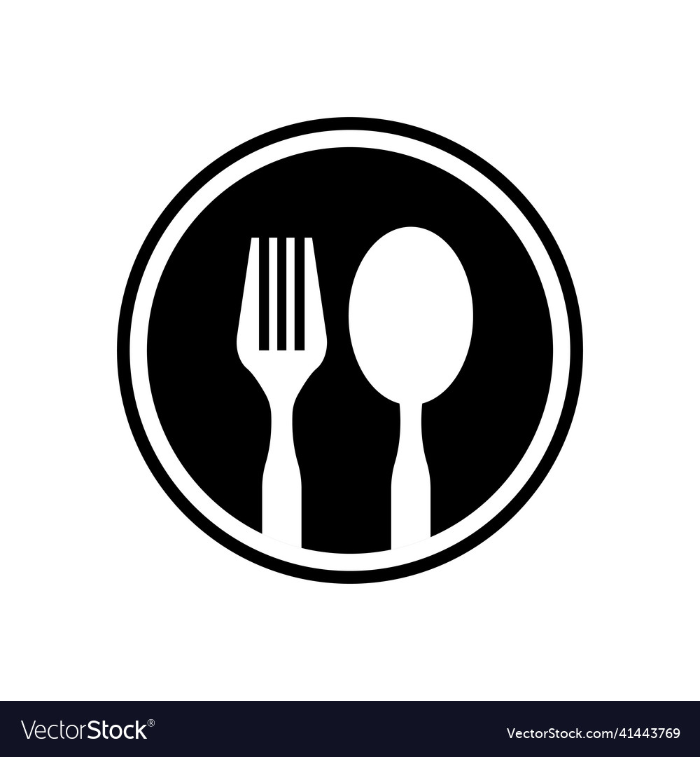 Fork and spoon icon on white background Royalty Free Vector