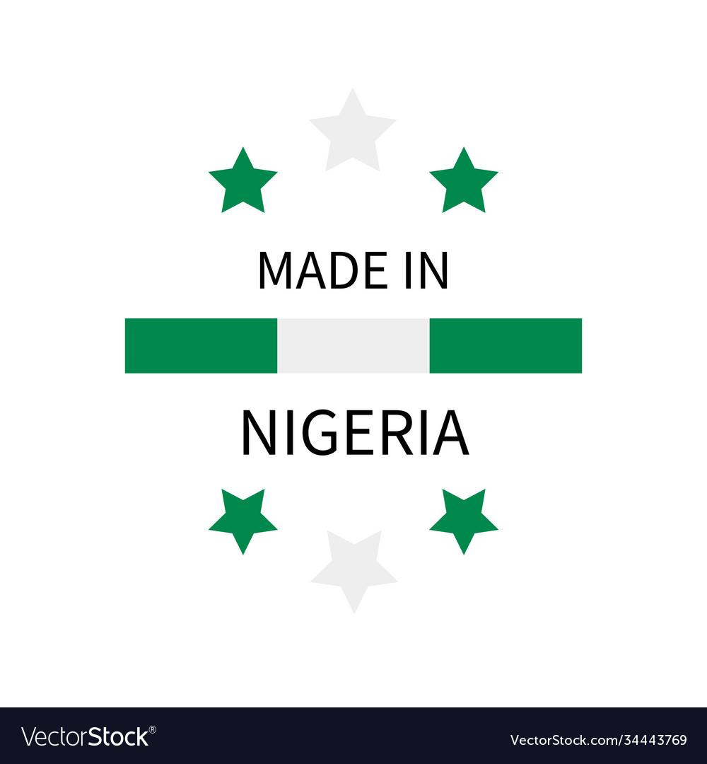 Made in nigeria label quality mark icon isolated