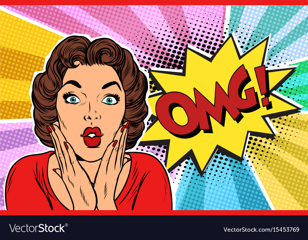 Omg pop art brunette woman Royalty Free Vector Image