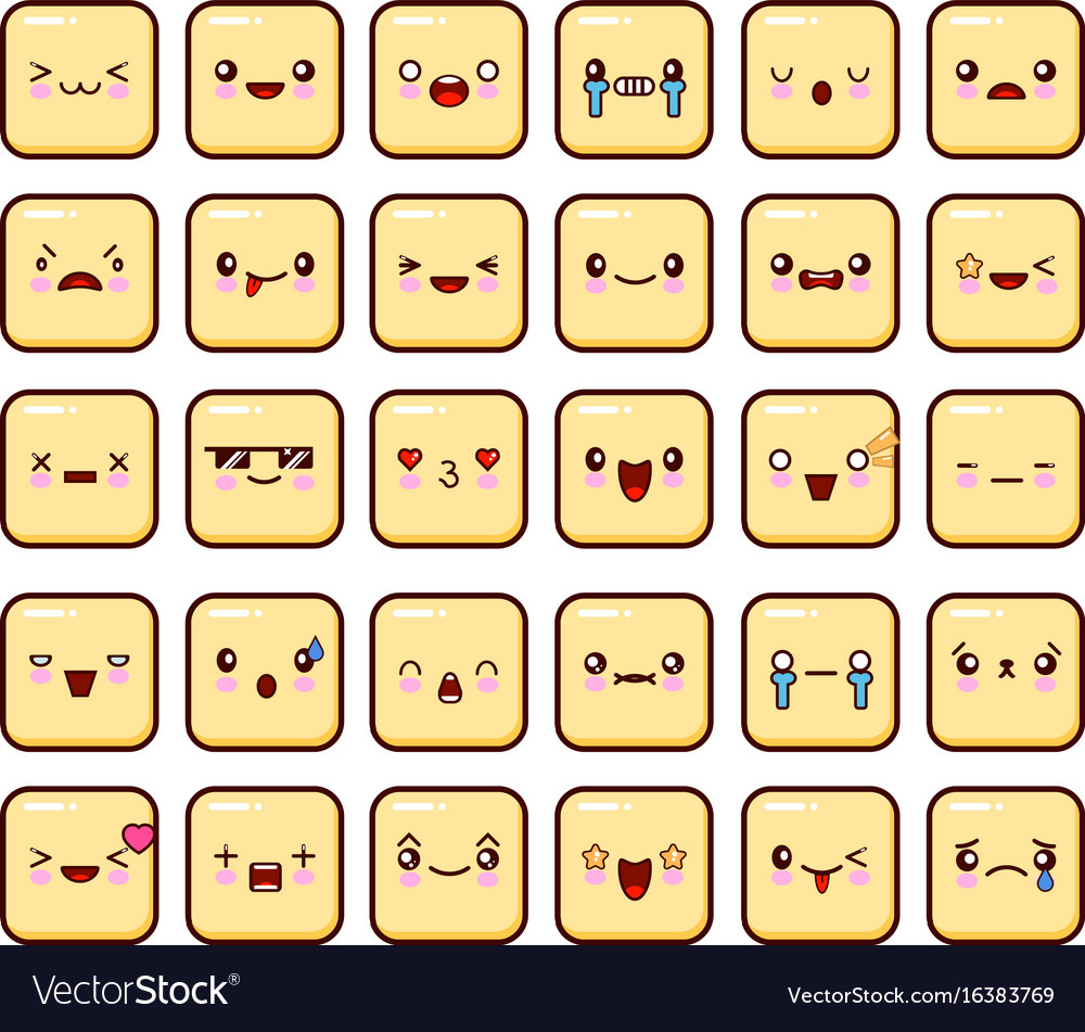 Download Set emoticons icon big pack emoji isolated on Vector Image